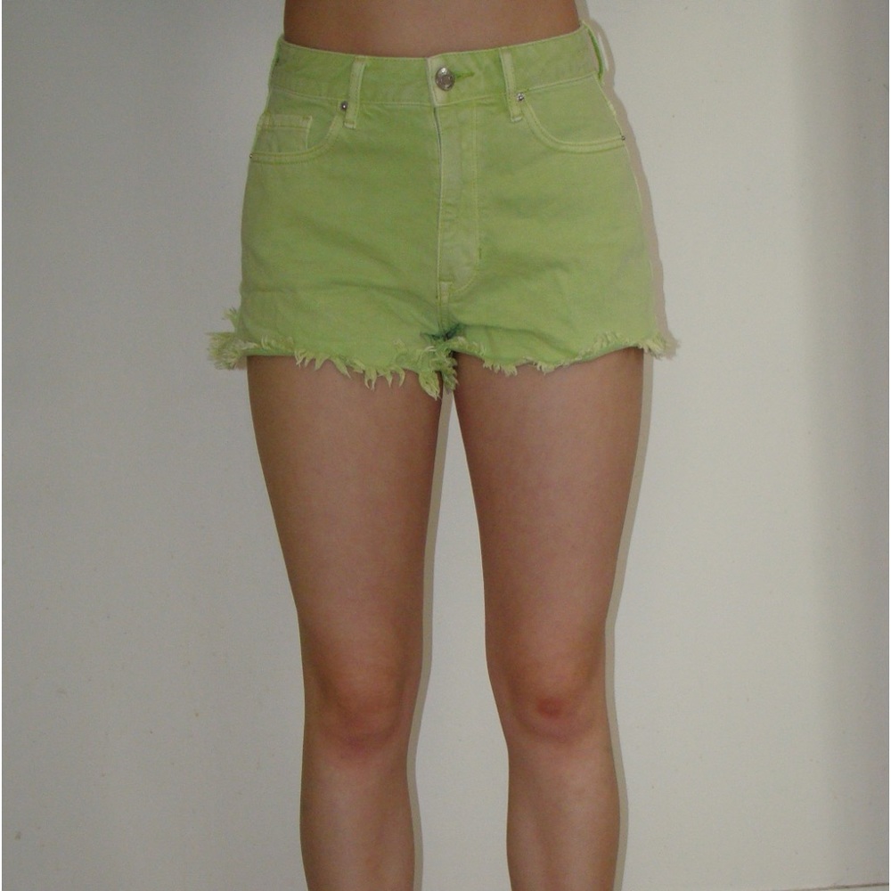 lime green denim shorts